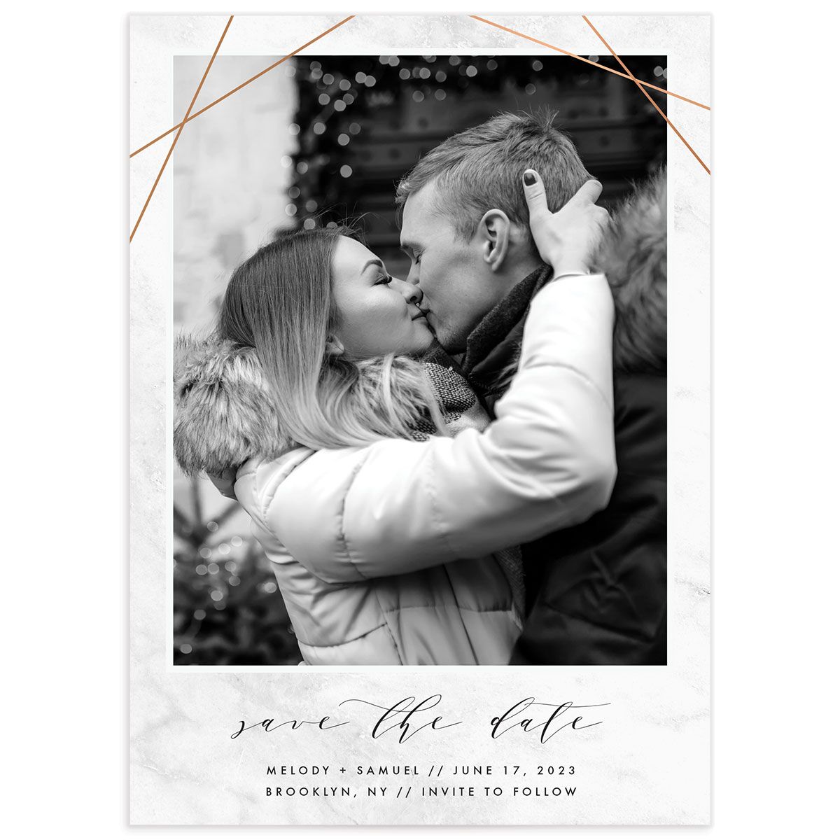 Minimal Marble Save the Date Cards