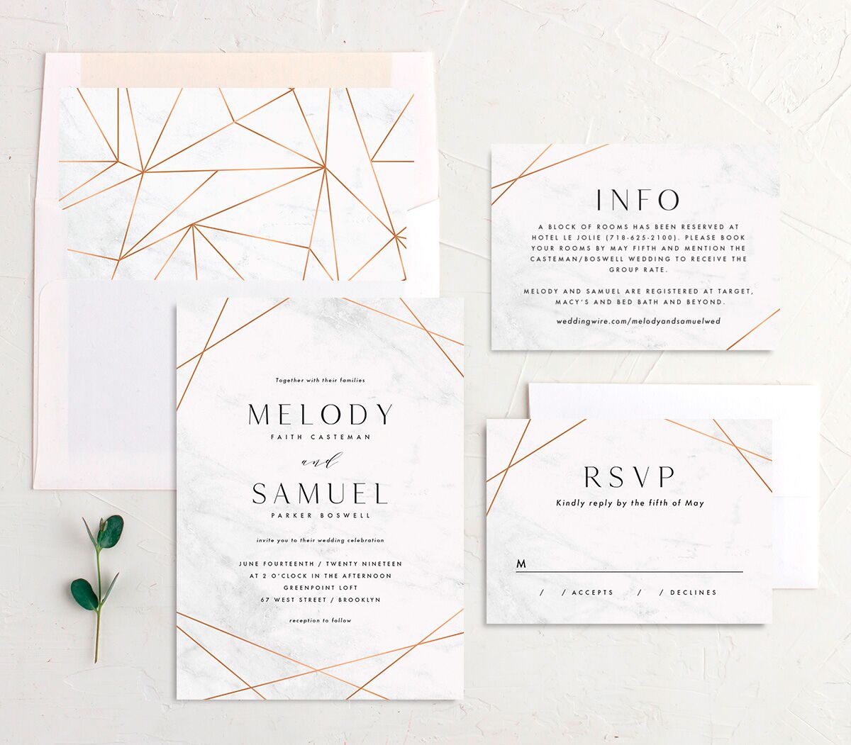 Minimal Marble Wedding Invitations suite