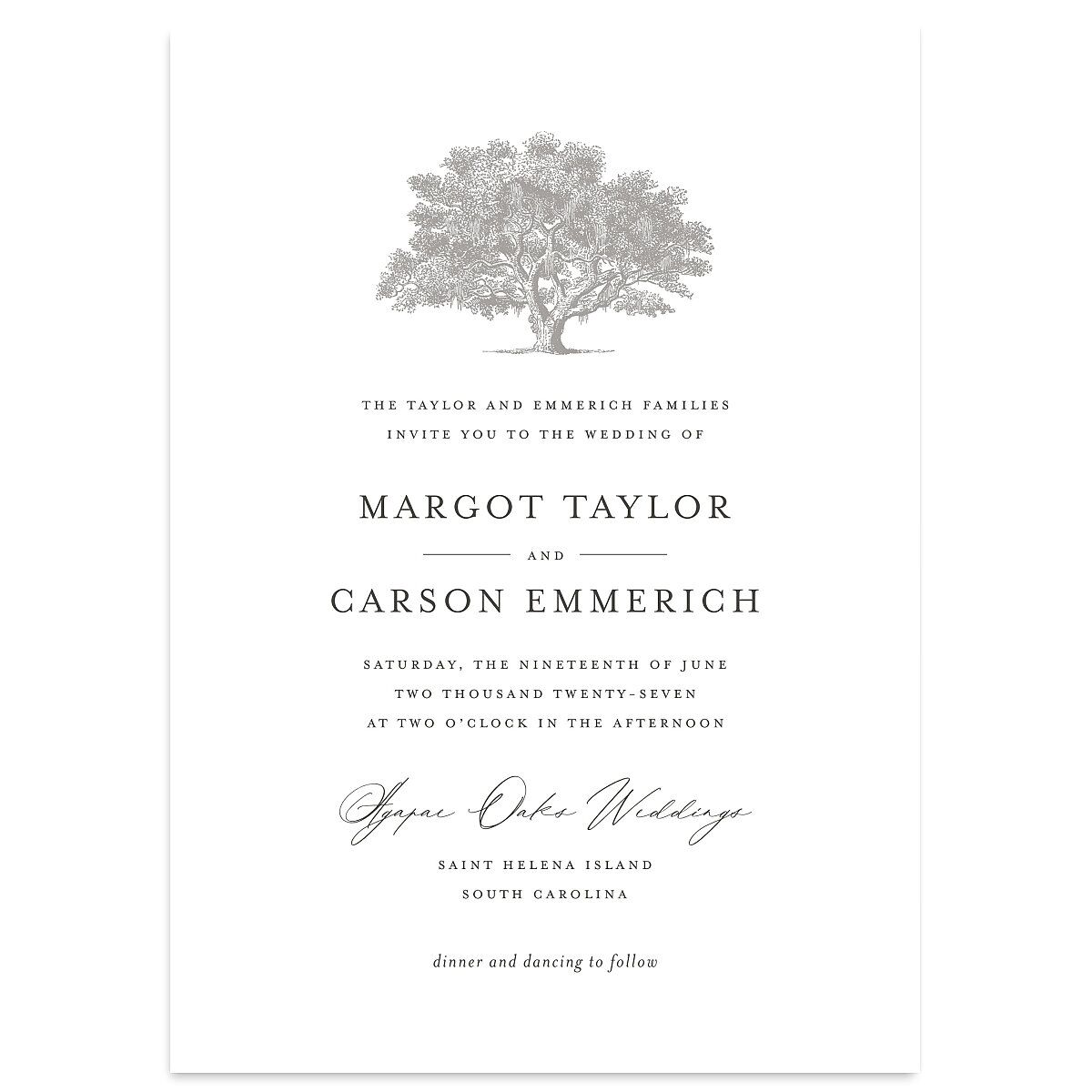Southern Oak Tree Wedding Invitations