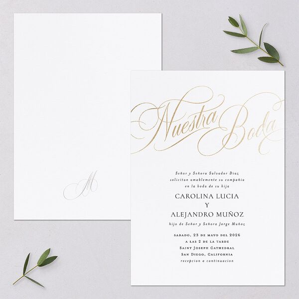 Nuestra Boda Wedding Invitations Gold Pure White Signature Blank No