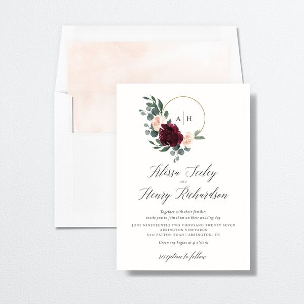 Floral Hoop Change the Date Cards Burgundy Signature