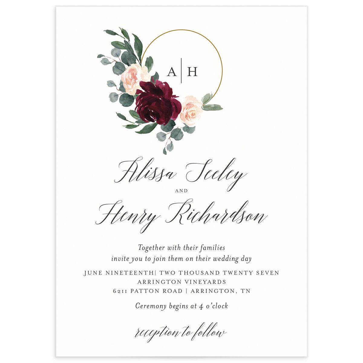 Floral Hoop Wedding Invitations