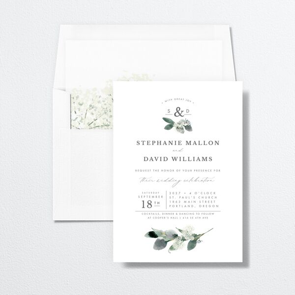 Elegant Greenery Change The Date Cards Pure White Signature