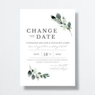Elegant Greenery Change The Date Cards Pure White Signature
