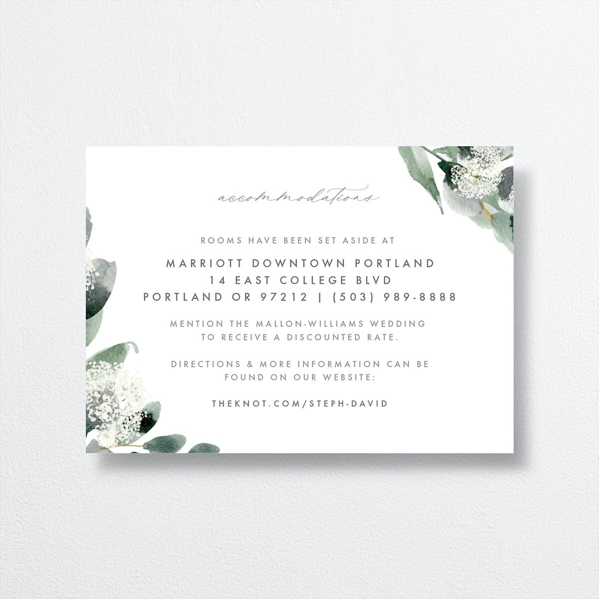 Elegant Greenery Enclosure Cards Pure White Signature Standard