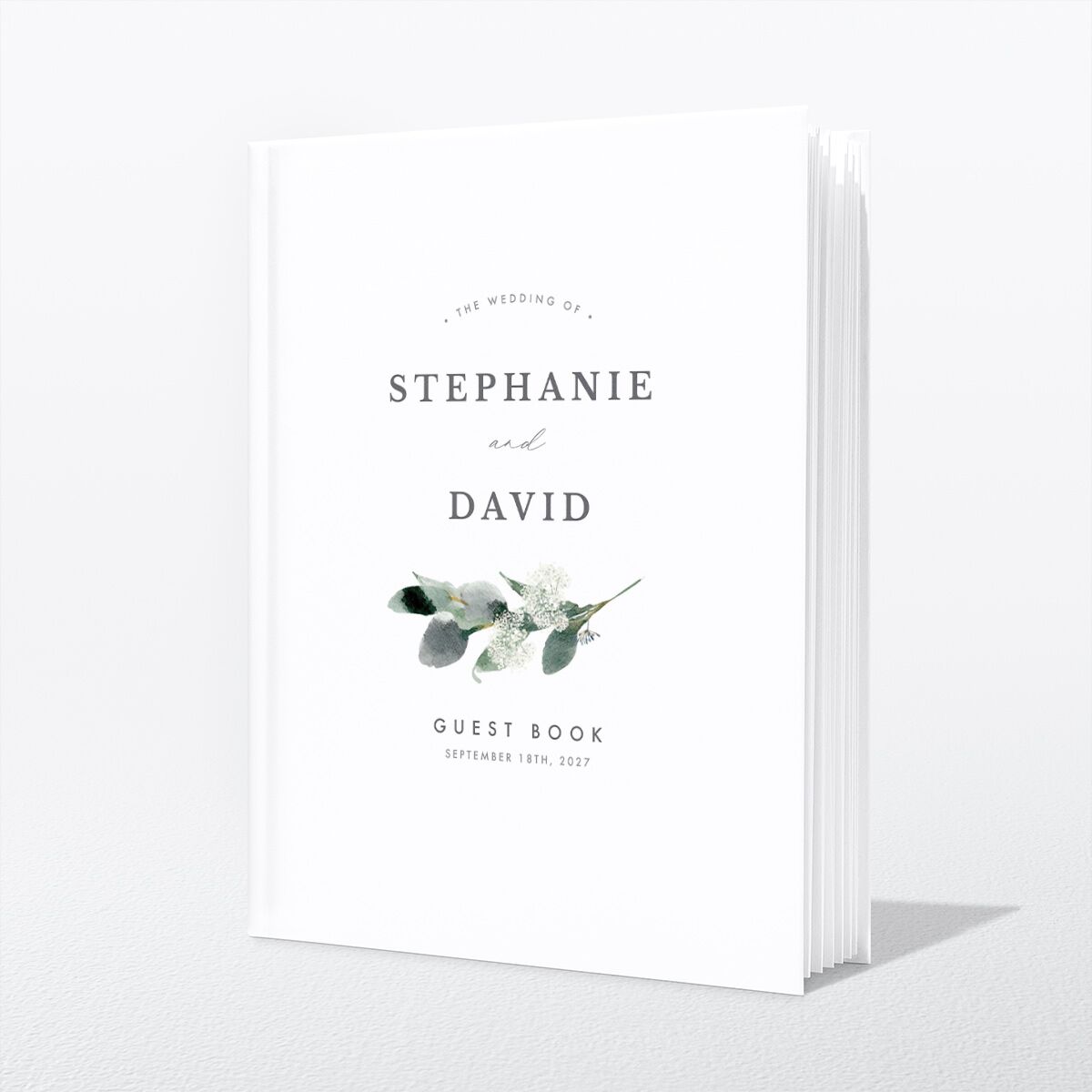 Elegant Greenery Guest Book front