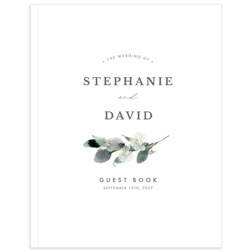 Elegant Greenery Guest Book - White
