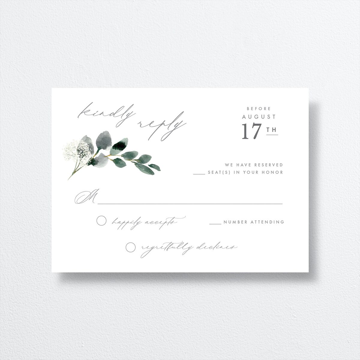 Elegant Greenery Wedding Response Cards front