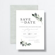 Elegant Greenery Save The Date Cards Pure White Signature smooth No Standard