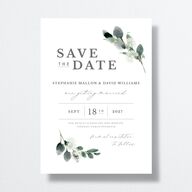 Elegant Greenery Save The Date Cards Pure White Signature smooth No Standard