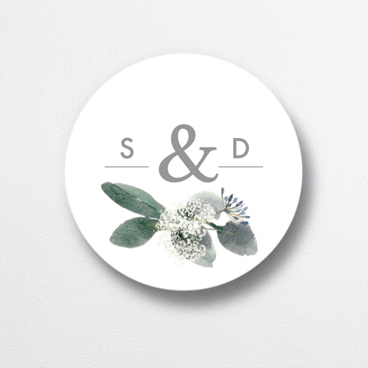 Elegant Greenery Wedding Stickers front in white