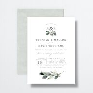 Elegant Greenery Wedding Invitations Pure White Signature No Standard