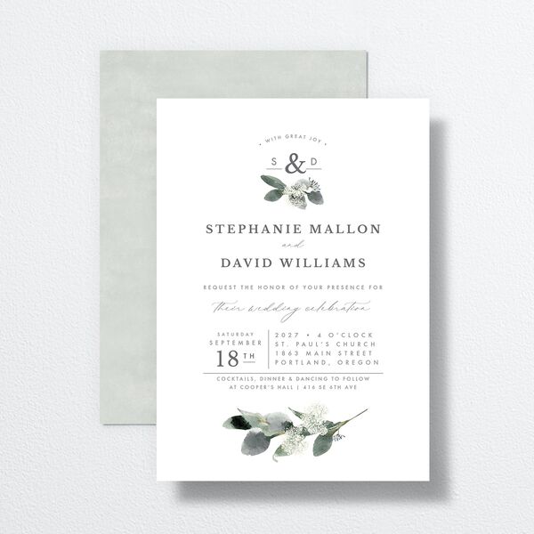 Elegant Greenery Wedding Invitations Pure White Signature No Standard