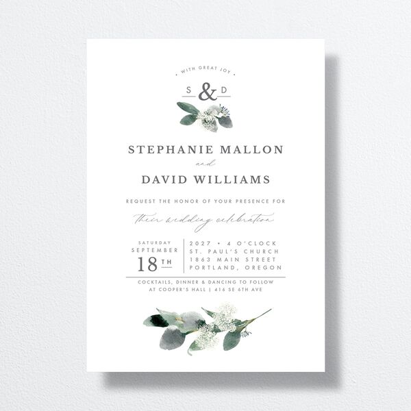 Elegant Greenery Wedding Invitations Pure White Signature No Standard