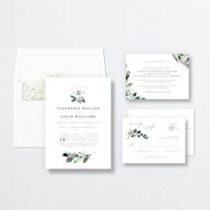 Elegant Greenery Wedding Invitations Pure White Signature No Standard