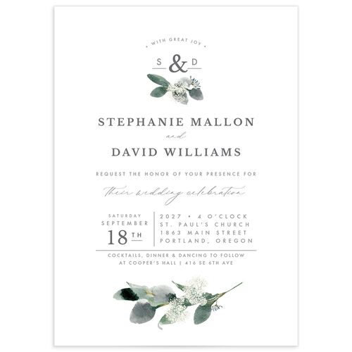 Elegant Greenery Wedding Invitations - White