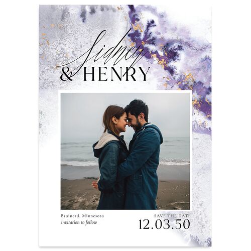 Painted Ethereal Save The Date Cards Jewel Purple Signature smooth Blank No