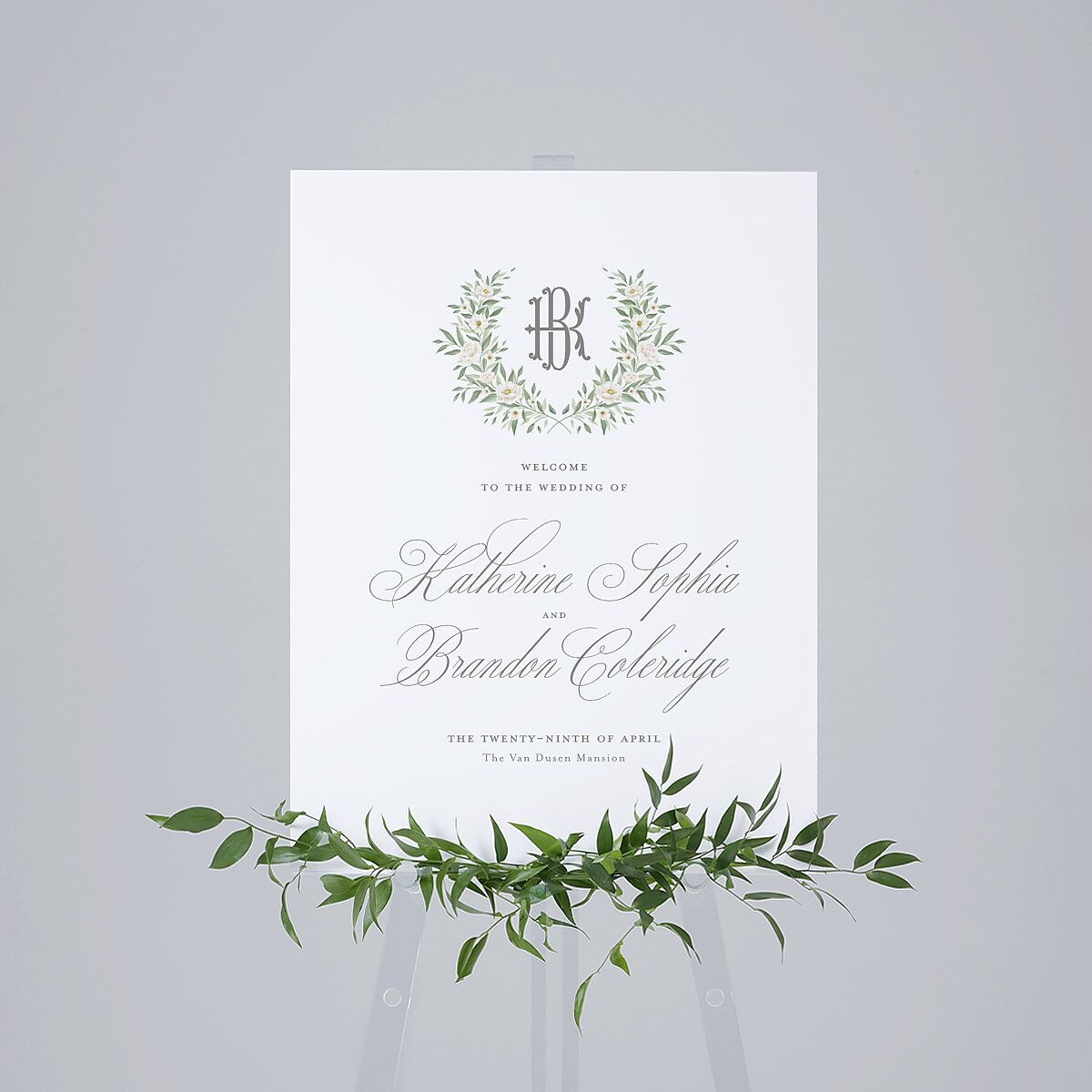Luxury Floral Monogram Standard Welcome Sign Medium Cotton Standard Indoor Foam Core M Welcome