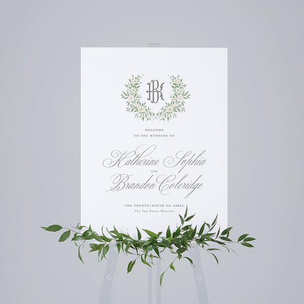 Luxury Floral Monogram Standard Welcome Sign Medium Cotton Standard Indoor Foam Core M Welcome