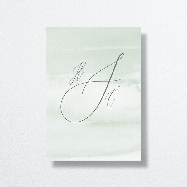 Dusted Calligraphy Change the Date Cards Sea Foam Signature