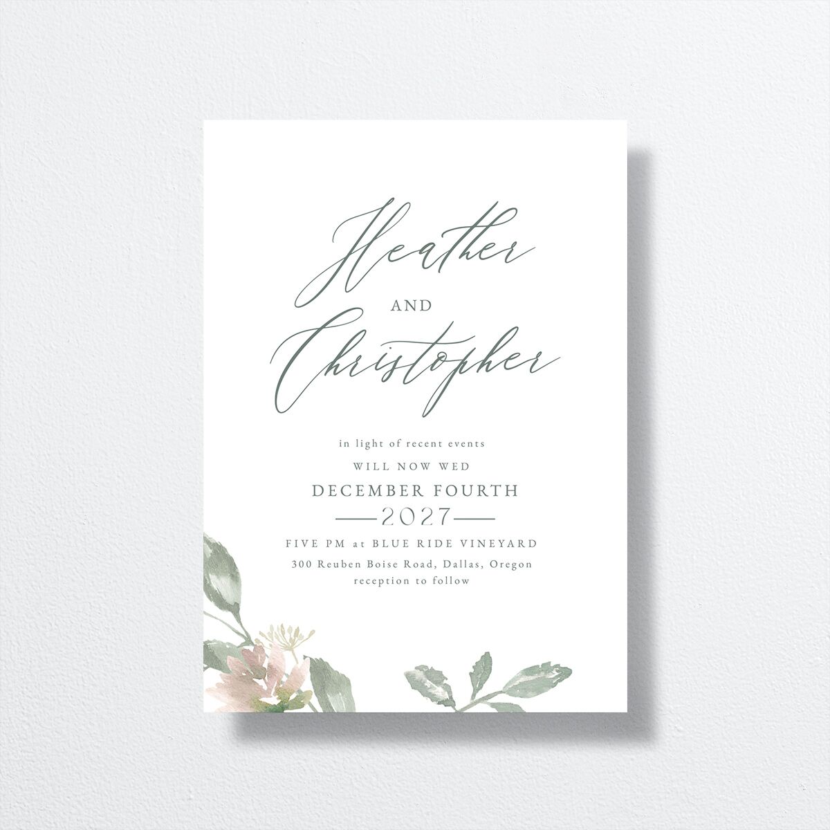 Dusted Calligraphy Change the Date Cards Sea Foam Signature