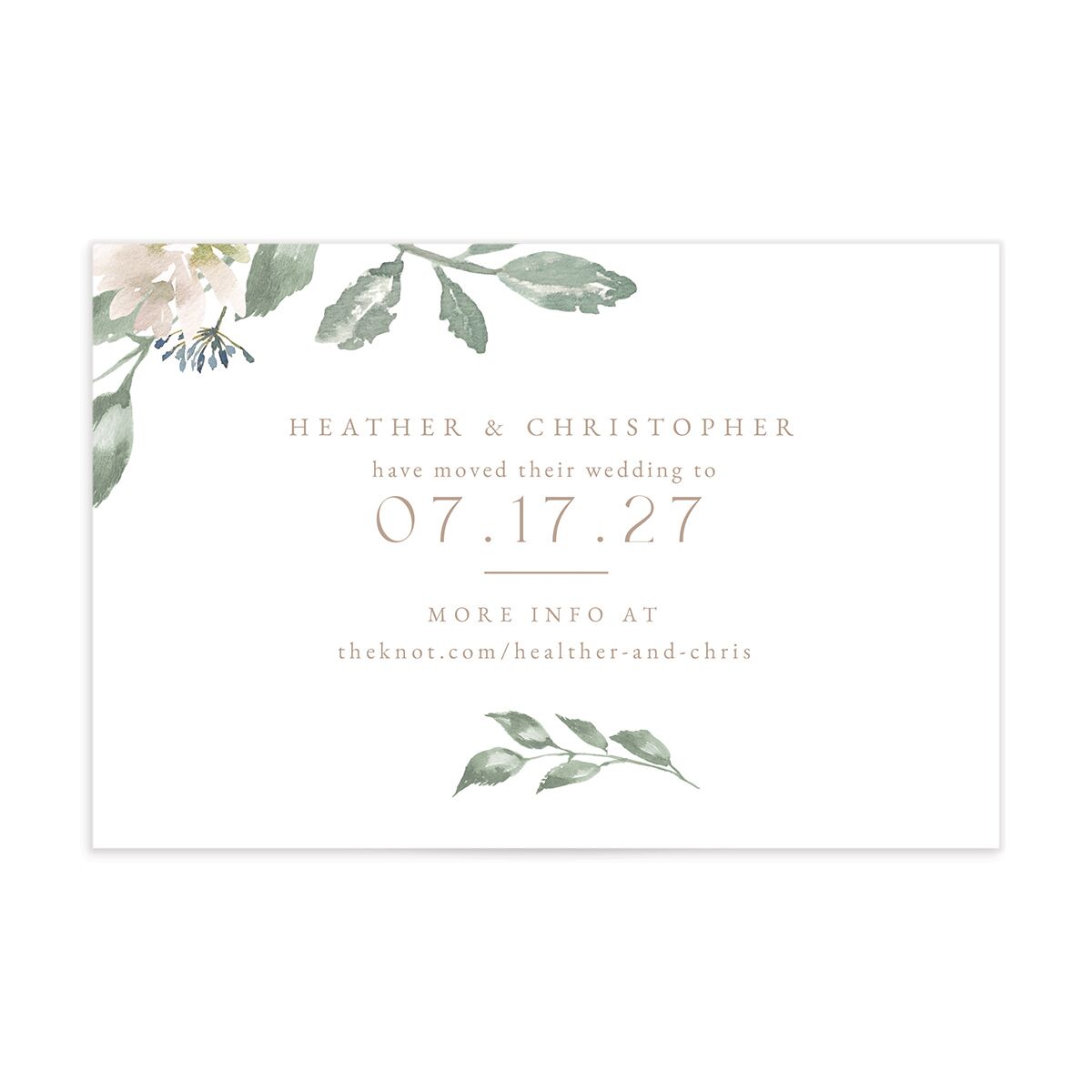 Dusted Calligraphy Change the Date Postcards