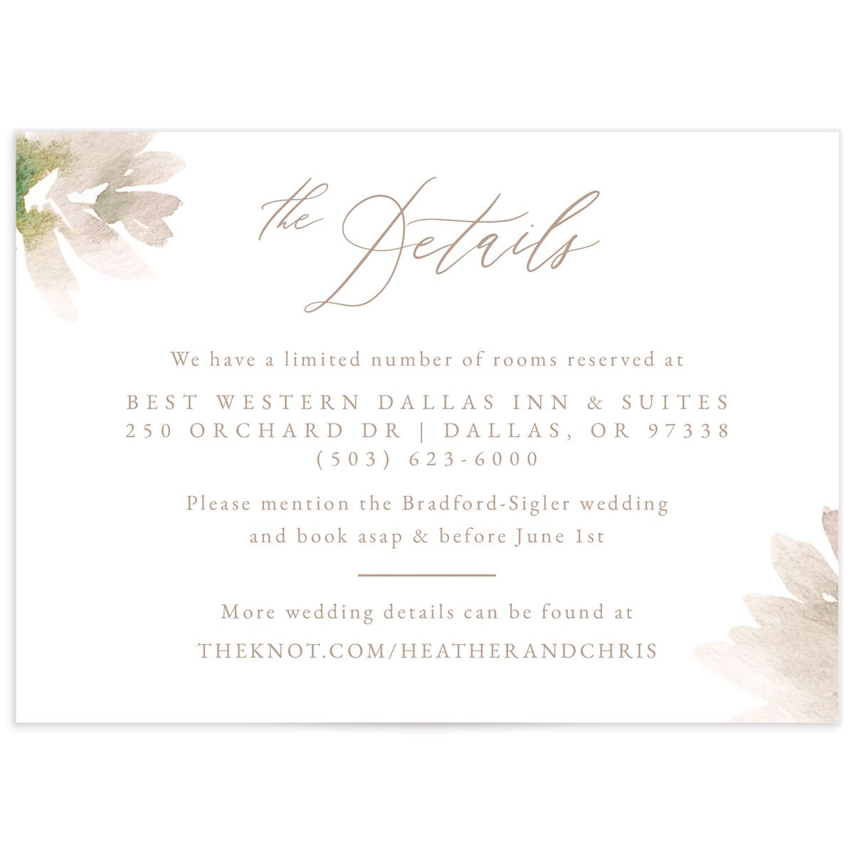 Dusted Calligraphy Wedding Enclosure Cards
