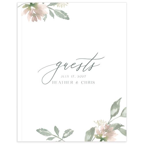 Dusted Calligraphy Wedding Guest Book Sea Foam