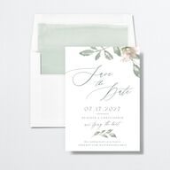 Dusted Calligraphy Save The Date Cards Sea Foam Signature smooth No
