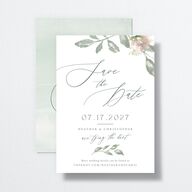 Dusted Calligraphy Save The Date Cards Sea Foam Signature smooth No
