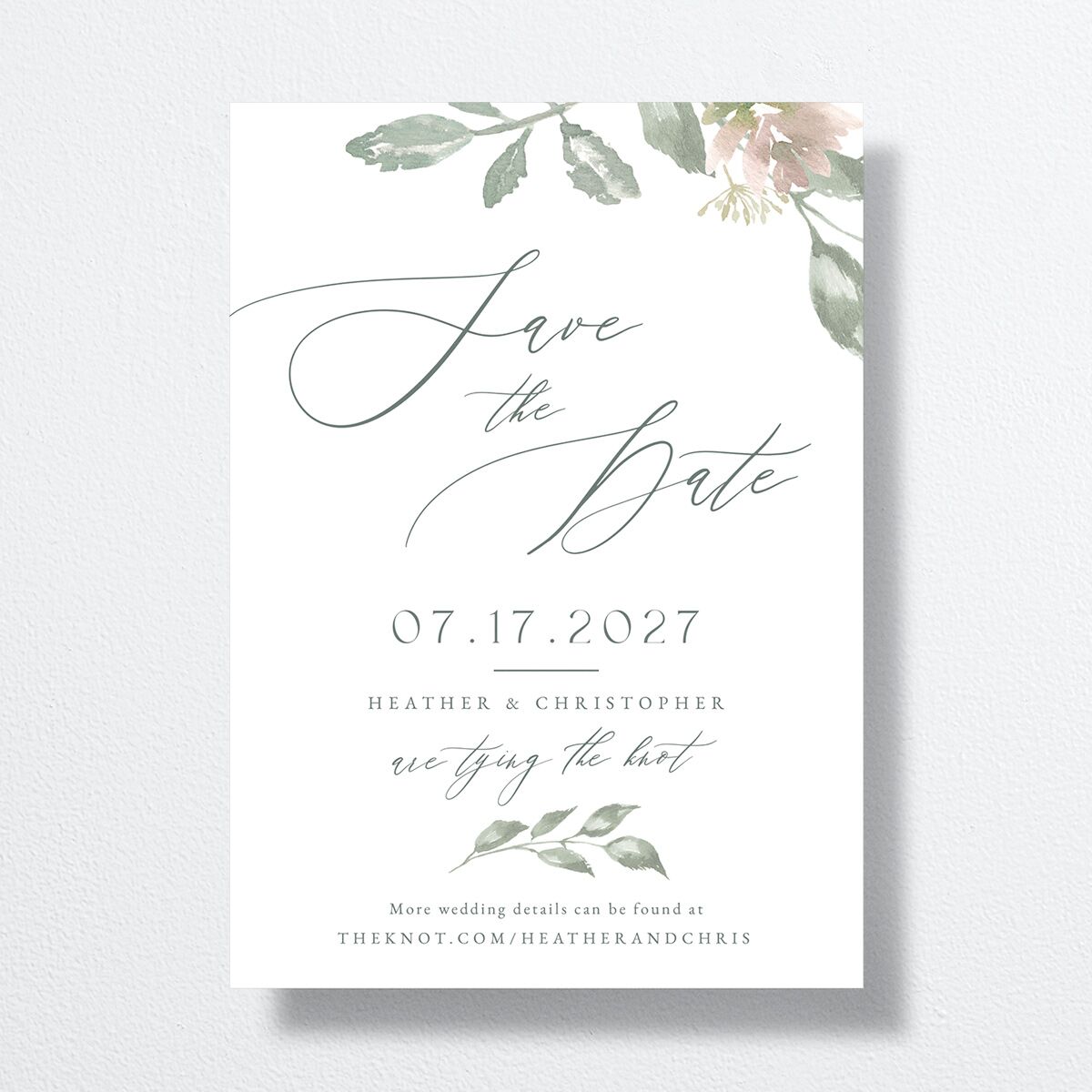Dusted Calligraphy Save The Date Cards Sea Foam Signature smooth No