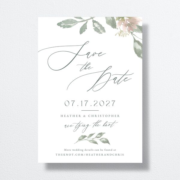 Dusted Calligraphy Save The Date Cards Sea Foam Signature smooth No