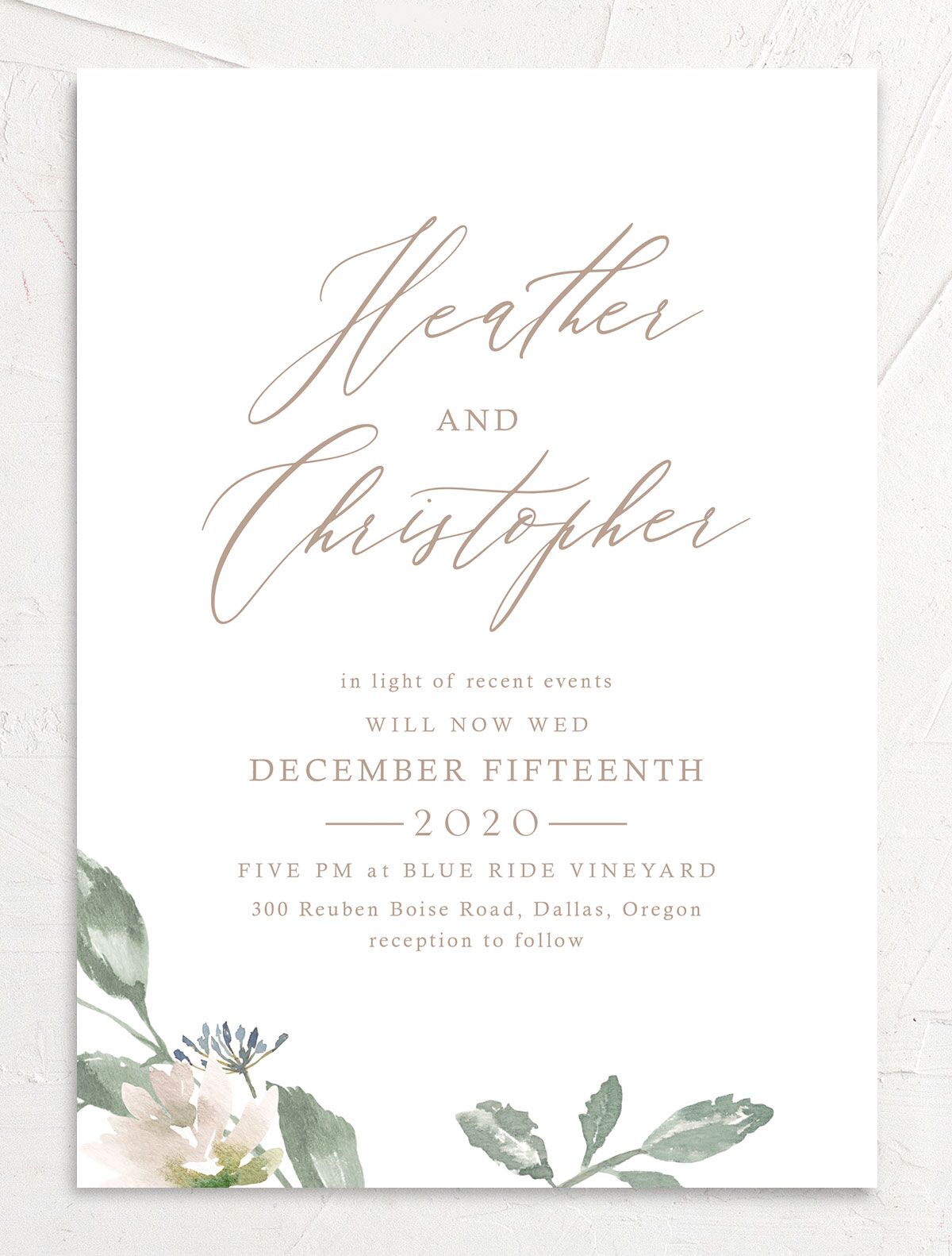 Watercolor Floral Change the Date Cards front