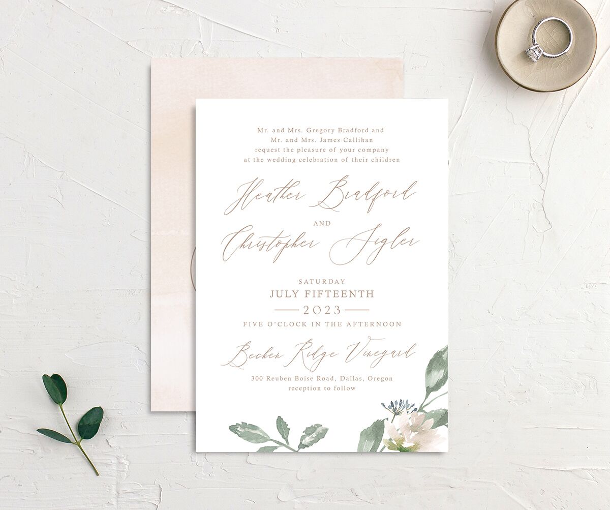 Watercolor Floral Wedding Invitations Rose Pink Signature No