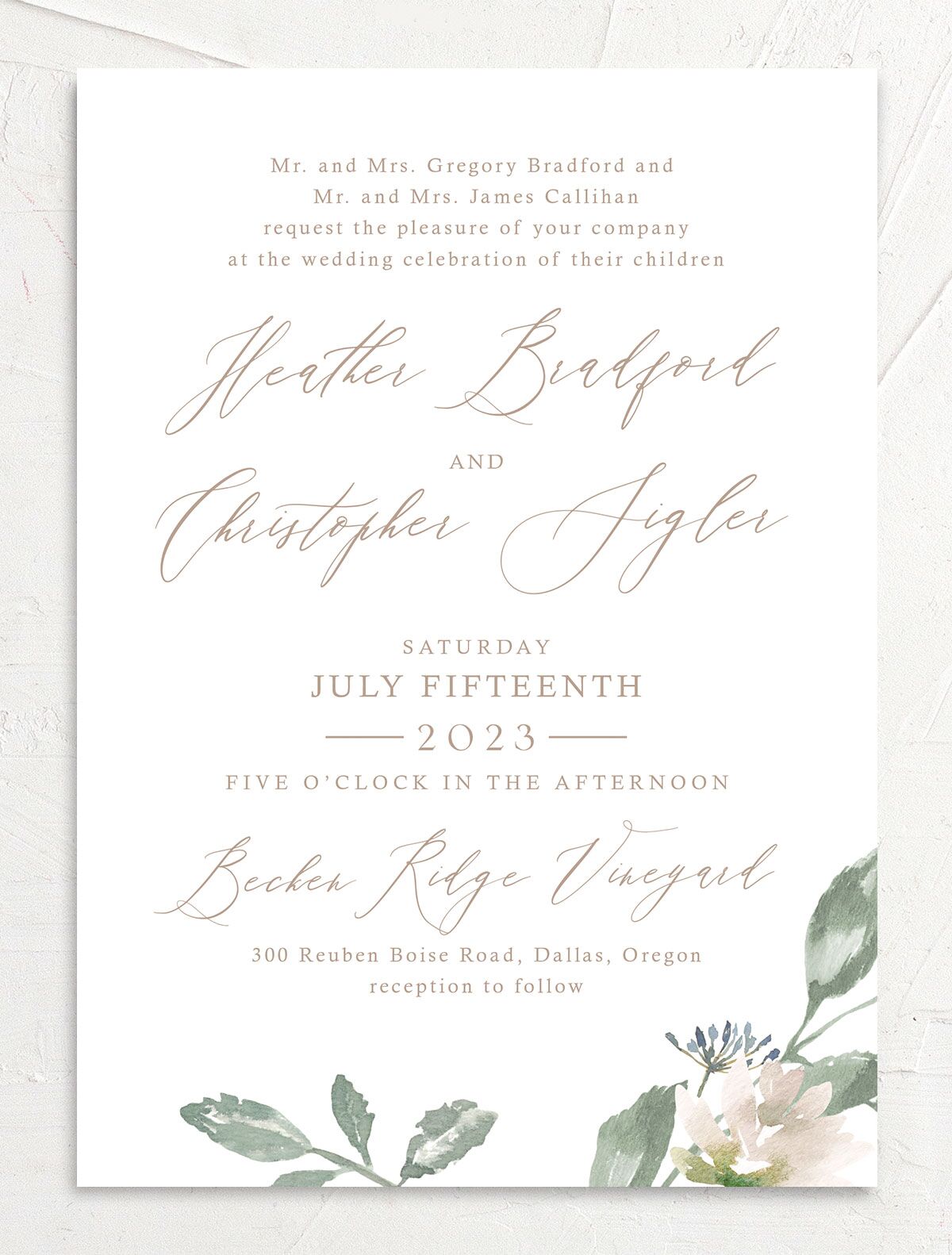 Watercolor Floral Wedding Invitations