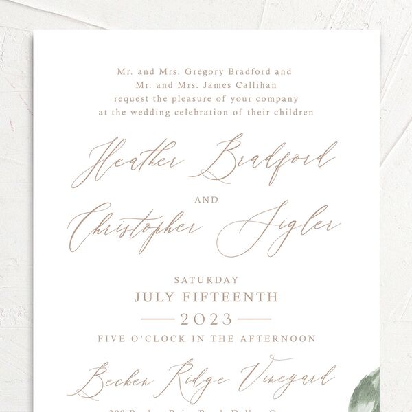 Watercolor Floral Wedding Invitations Rose Pink Signature No