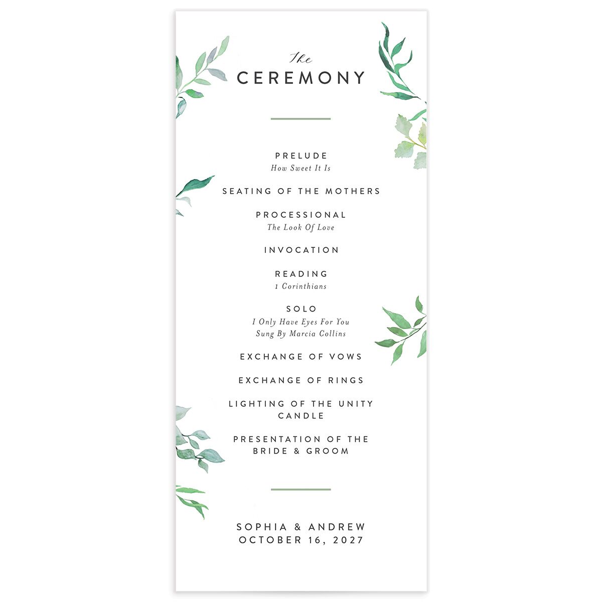 Leafy Ampersand Wedding Programs