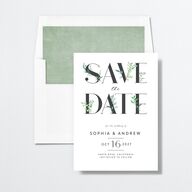 Leafy Ampersand Save The Date Cards Eucalyptus Signature smooth No
