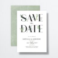 Leafy Ampersand Save The Date Cards Eucalyptus Signature smooth No