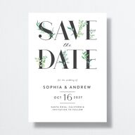 Leafy Ampersand Save The Date Cards Eucalyptus Signature smooth No