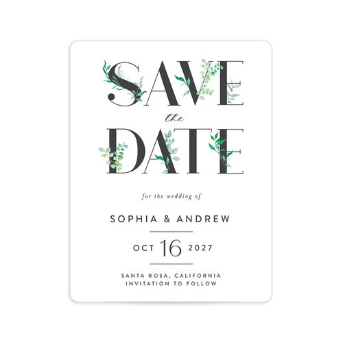 Leafy Ampersand Save The Date Magnets - Green
