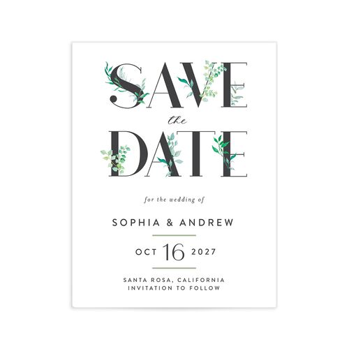 Leafy Ampersand Save the Date Petite Cards - Green