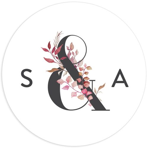 Leafy Ampersand Wedding Stickers Dusty Rose