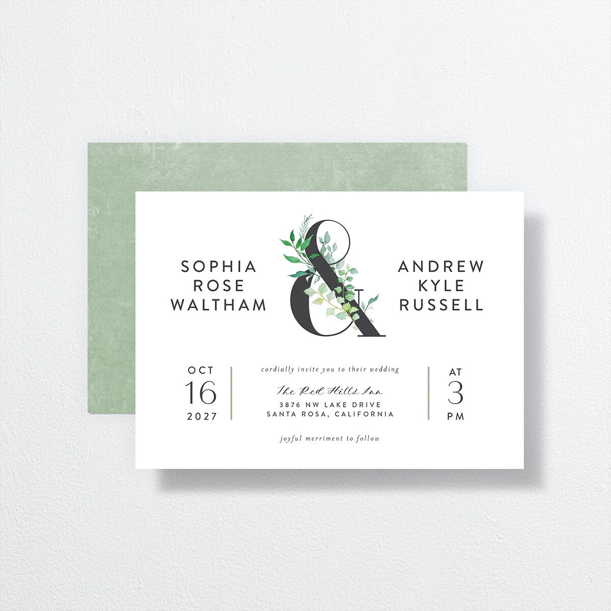 Leafy Ampersand Wedding Invitations Eucalyptus Signature No