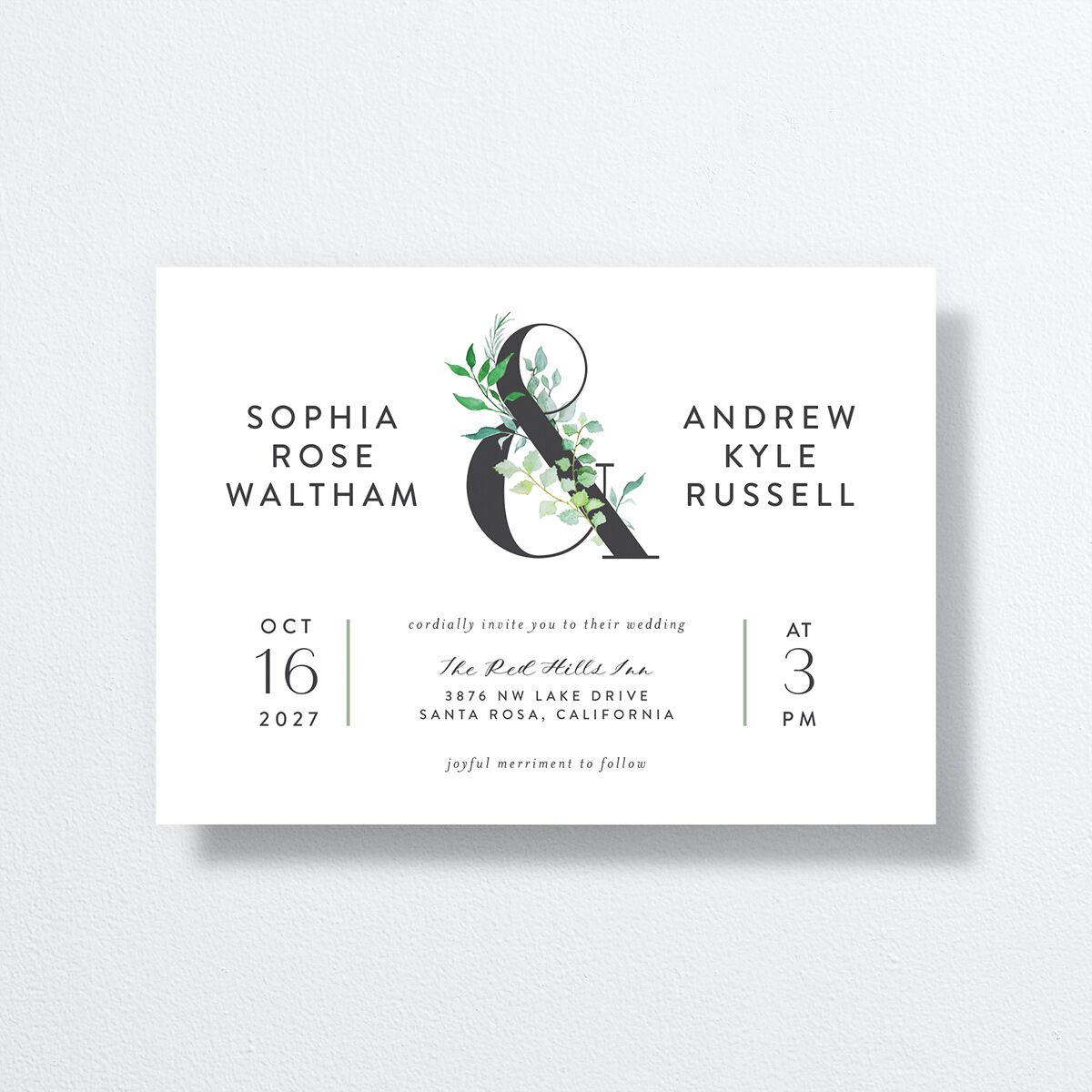 Leafy Ampersand Wedding Invitations Eucalyptus Signature No
