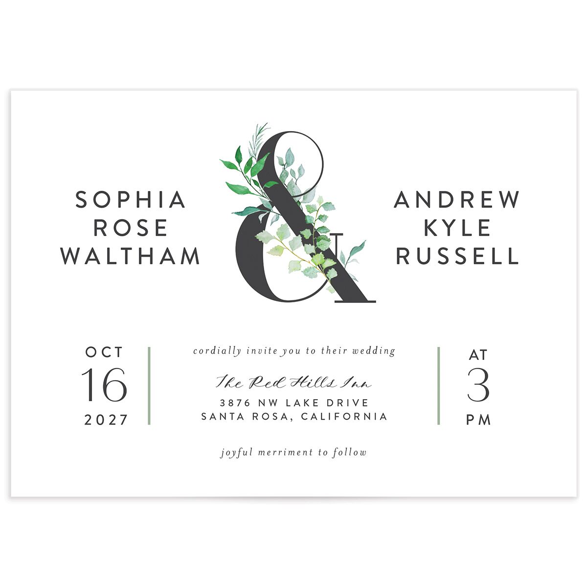 Leafy Ampersand Wedding Invitations