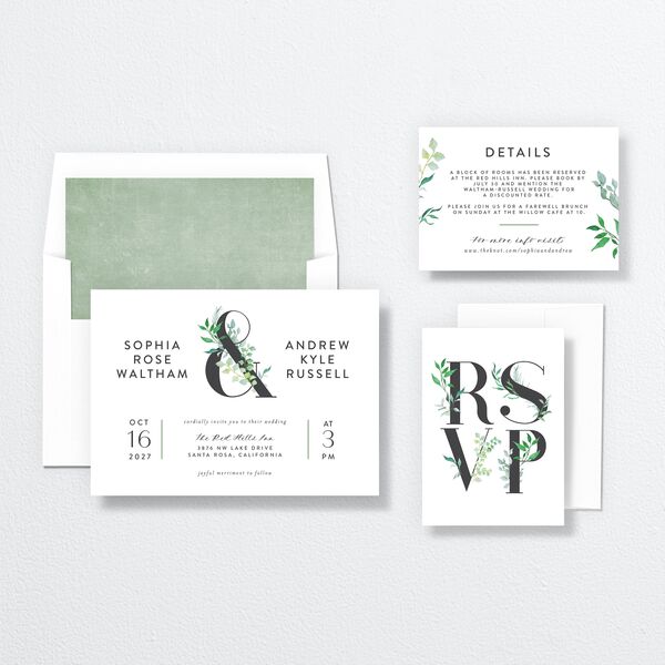 Leafy Ampersand Wedding Invitations Eucalyptus Signature No