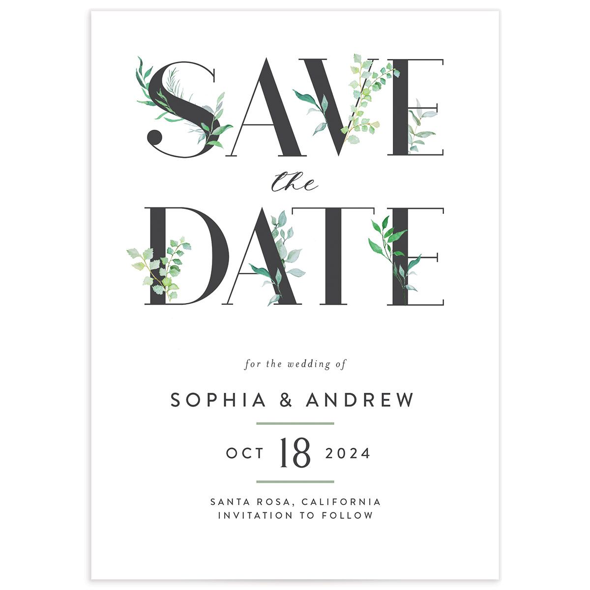 Bold Botanical Save the Date Cards