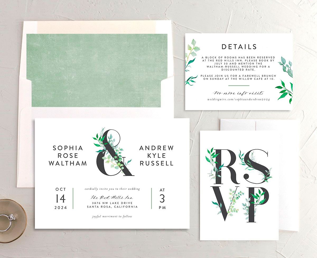Bold Botanical Wedding Invitations suite