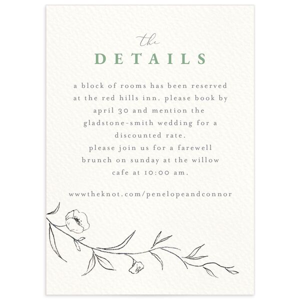 Graceful Botanical Wedding Enclosure Cards front in Green